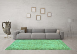 Machine Washable Oriental Turquoise Modern Area Rugs in a Living Room,, wshabs5678turq