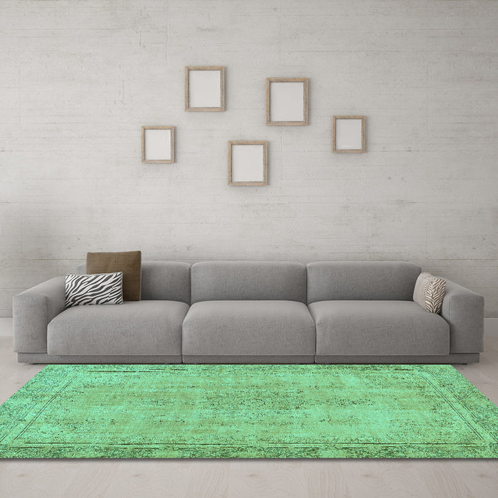 Machine Washable Oriental Turquoise Modern Area Rugs in a Living Room,, wshabs5678turq