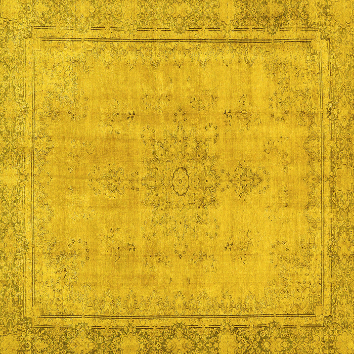 Square Machine Washable Oriental Yellow Modern Rug, wshabs5678yw