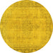 Round Oriental Yellow Modern Rug, abs5678yw