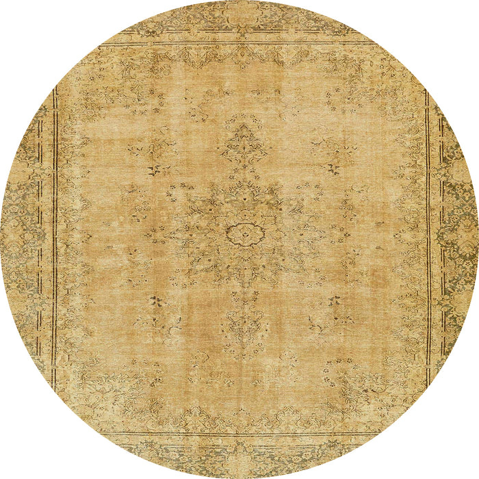 Round Abstract Cinnamon Brown Oriental Rug, abs5678
