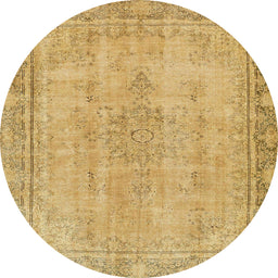 Round Machine Washable Abstract Cinnamon Brown Rug, wshabs5678