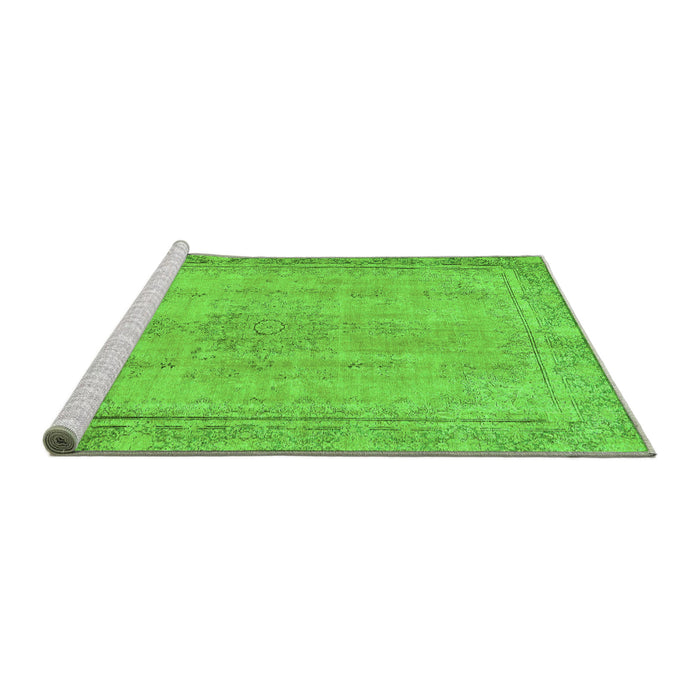 Sideview of Machine Washable Oriental Green Modern Area Rugs, wshabs5678grn