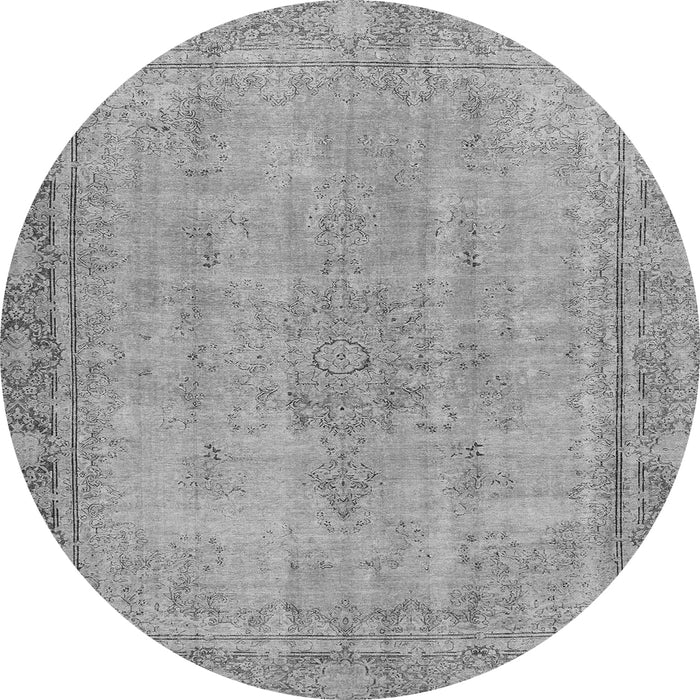 Round Machine Washable Oriental Gray Modern Rug, wshabs5678gry