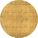 Round Oriental Brown Modern Rug, abs5678brn