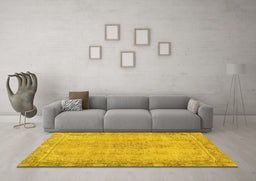 Machine Washable Oriental Yellow Modern Rug in a Living Room, wshabs5678yw