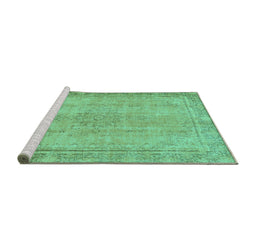 Sideview of Machine Washable Oriental Turquoise Modern Area Rugs, wshabs5678turq