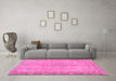 Machine Washable Oriental Pink Modern Rug in a Living Room, wshabs5678pnk