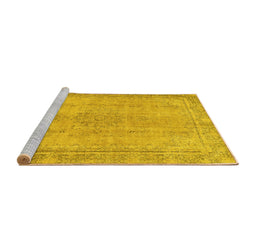 Sideview of Machine Washable Oriental Yellow Modern Rug, wshabs5678yw