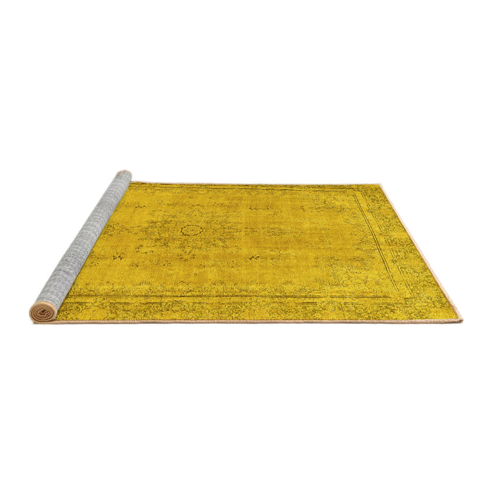 Sideview of Machine Washable Oriental Yellow Modern Rug, wshabs5678yw