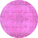 Round Machine Washable Oriental Purple Modern Area Rugs, wshabs5678pur