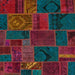 Square Abstract Carbon Red Patchwork Rug, abs567