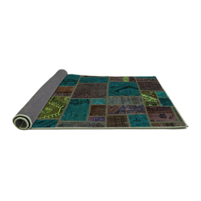 Sideview of Patchwork Turquoise Transitional Rug, abs567turq