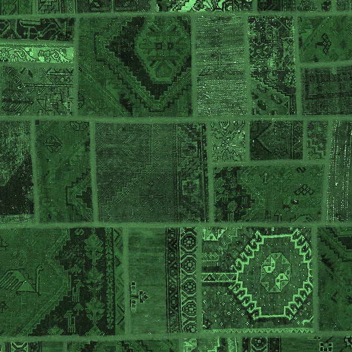 Machine Washable Patchwork Emerald Green Transitional Area Rugs, wshabs567emgrn