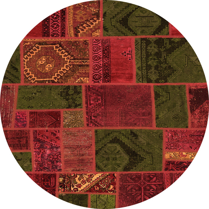 Round Machine Washable Patchwork Orange Transitional Area Rugs, wshabs567org
