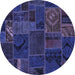 Round Patchwork Blue Transitional Rug, abs567blu