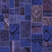 Square Machine Washable Patchwork Blue Transitional Rug, wshabs567blu