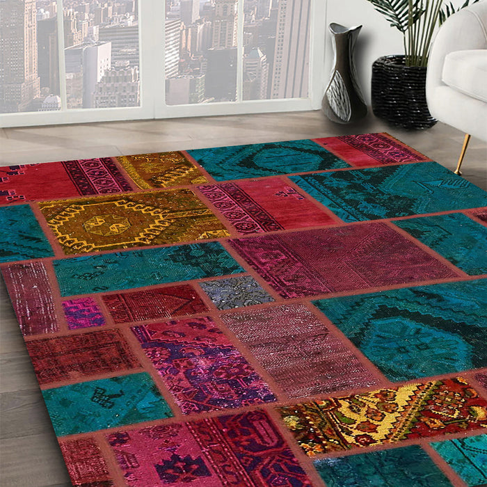Machine Washable Abstract Carbon Red Rug in a Family Room, wshabs567