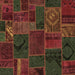 Square Patchwork Brown Transitional Rug, abs567brn