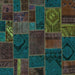 Square Patchwork Turquoise Transitional Rug, abs567turq