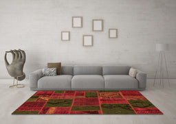Machine Washable Patchwork Orange Transitional Area Rugs in a Living Room, wshabs567org