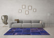 Machine Washable Patchwork Blue Transitional Rug in a Living Room, wshabs567blu