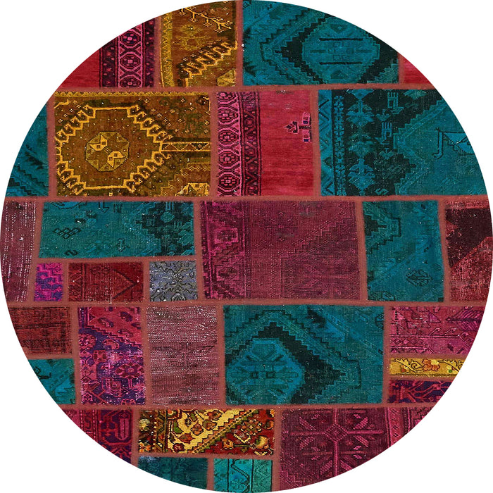 Round Machine Washable Abstract Carbon Red Rug, wshabs567