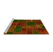 Sideview of Machine Washable Patchwork Yellow Transitional Rug, wshabs567yw