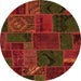 Round Patchwork Orange Transitional Rug, abs567org