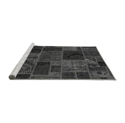 Sideview of Machine Washable Patchwork Gray Transitional Rug, wshabs567gry