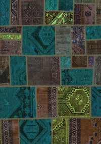 Patchwork Turquoise Transitional Rug, abs567turq