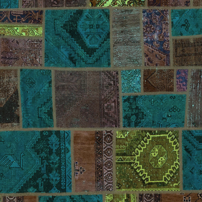 Patchwork Turquoise Transitional Rug, abs567turq