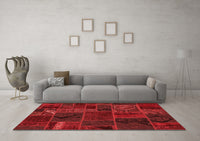 Machine Washable Patchwork Red Transitional Rug, wshabs567red