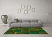 Machine Washable Patchwork Green Transitional Area Rugs in a Living Room,, wshabs567grn