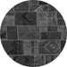 Round Patchwork Gray Transitional Rug, abs567gry