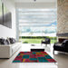 Square Machine Washable Abstract Carbon Red Rug in a Living Room, wshabs567