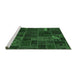 Sideview of Machine Washable Patchwork Emerald Green Transitional Area Rugs, wshabs567emgrn