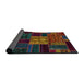 Sideview of Abstract Coffee Brown Patchwork Rug, abs568