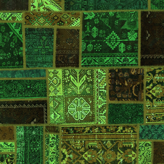 Machine Washable Patchwork Green Transitional Area Rugs, wshabs568grn