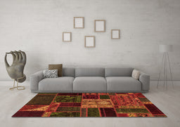 Machine Washable Patchwork Orange Transitional Area Rugs in a Living Room, wshabs568org