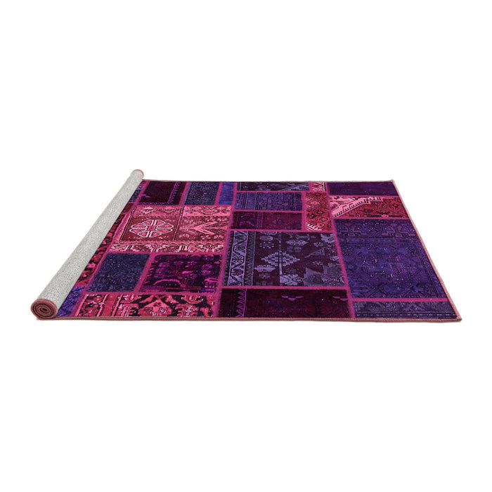 Sideview of Machine Washable Patchwork Pink Transitional Rug, wshabs568pnk