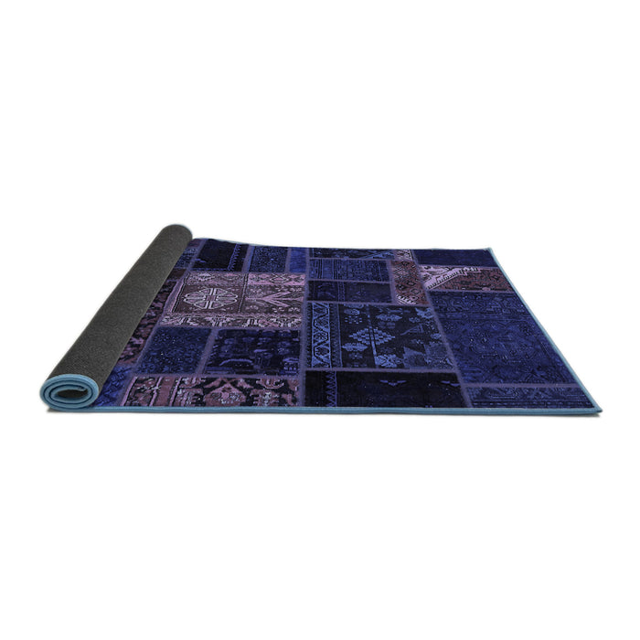 Sideview of Patchwork Blue Transitional Rug, abs568blu