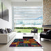 Square Abstract Coffee Brown Patchwork Rug in a Living Room, abs568