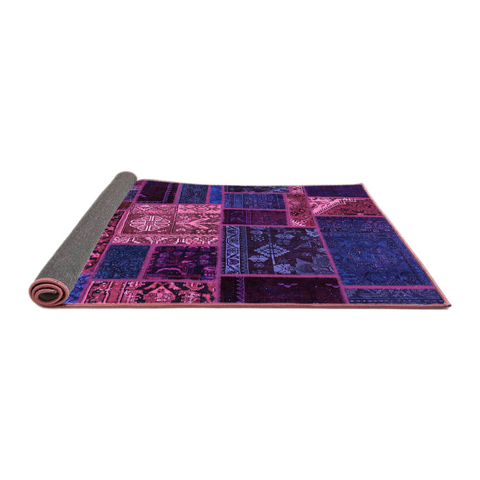 Sideview of Patchwork Purple Transitional Rug, abs568pur