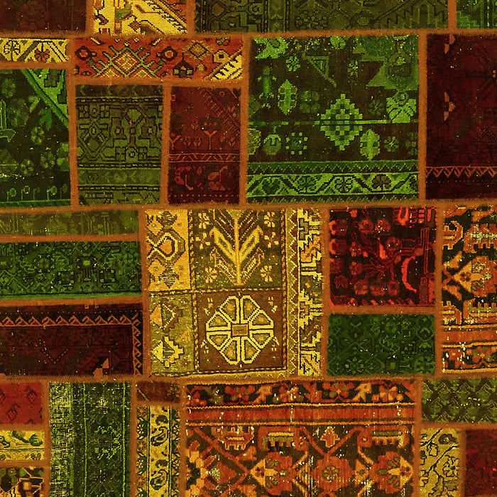 Machine Washable Patchwork Yellow Transitional Rug, wshabs568yw