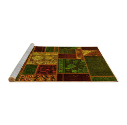 Sideview of Machine Washable Patchwork Yellow Transitional Rug, wshabs568yw