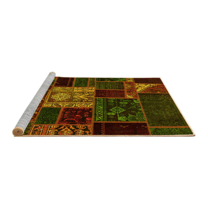 Sideview of Machine Washable Patchwork Yellow Transitional Rug, wshabs568yw