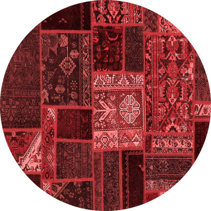 Machine Washable Patchwork Red Transitional Rug, wshabs568red