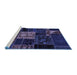 Sideview of Machine Washable Patchwork Blue Transitional Rug, wshabs568blu