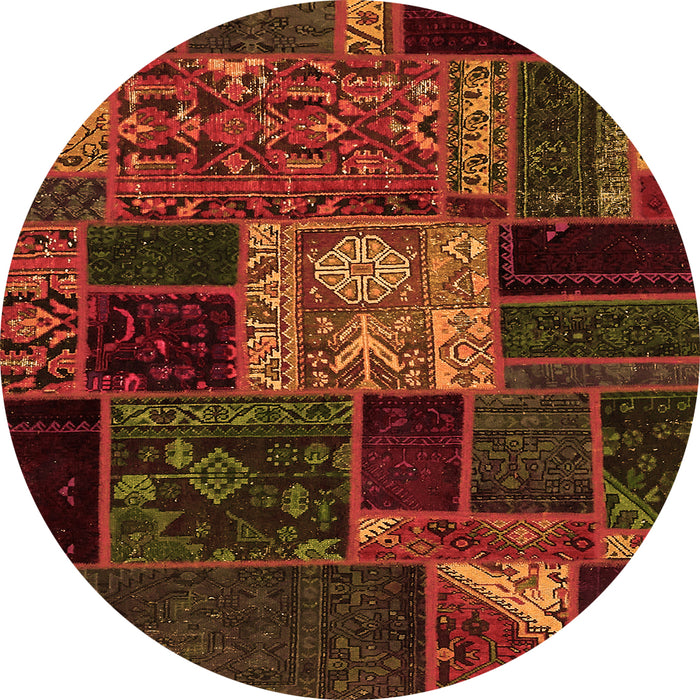 Round Machine Washable Patchwork Orange Transitional Area Rugs, wshabs568org